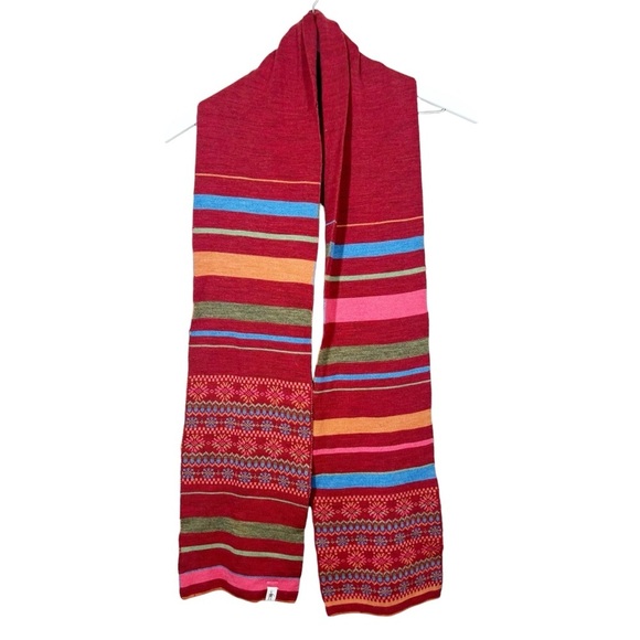 Smartwool Womens Red Stripe merino Wool scarf - Picture 1 of 10